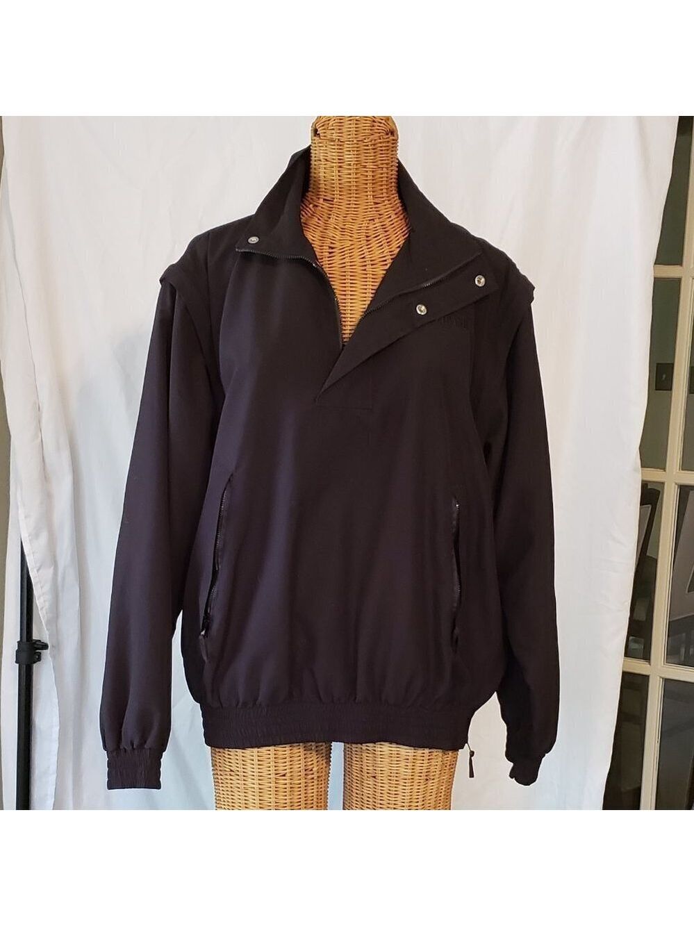 Men's TRES BIEN GOLF 2 in 1 Windbreaker/Vest in Black - M